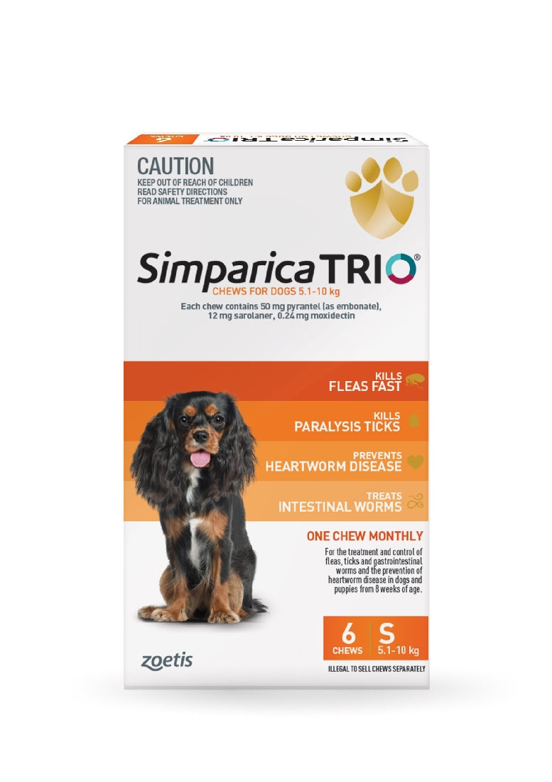 Simparica Trio 5 1 10kg 6pk Pets Unleashed   5414736046860 1 